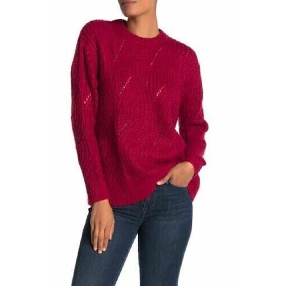 RXB Women's Cable Knit Pullover‎ Sweater In Scooter Red Medium MSRP $68